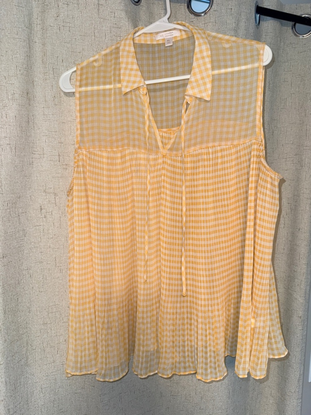 LC Lauren Conrad Yellow Gingham Sleeveless Tie-Neck Camisole